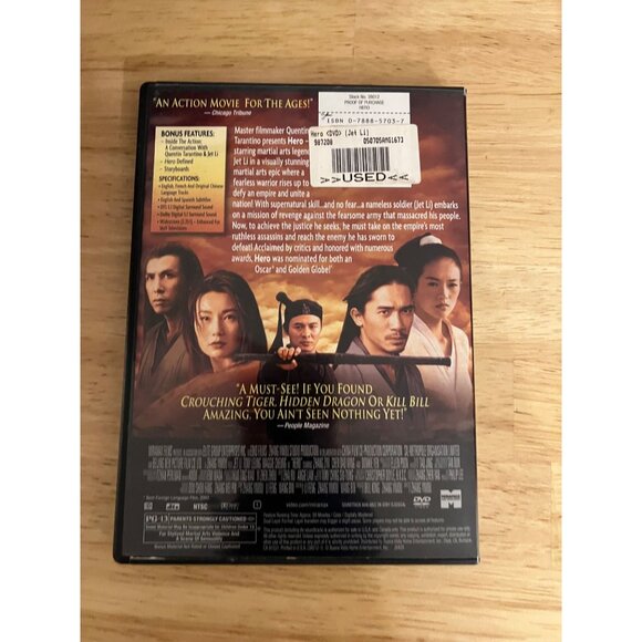 Hero 2004 DVD Action Quentin Tarantino Jet Li Maggie Cheung Zhang Ziyi Pre-Owned - Picture 2 of 4